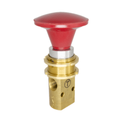 brass 3 way 2 position red button valve
