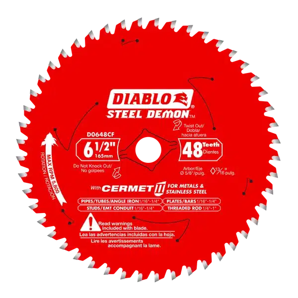 diablo 6 1/2" x 48 teeth steel demon™ cermet ii saw blade for medium metal