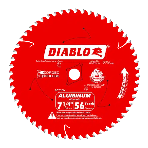 diablo 7 1/4" x 56 teeth saw blade for aluminum