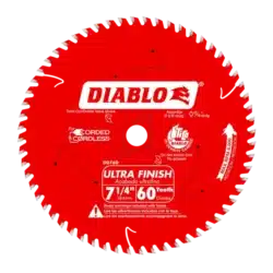 diablo 7 1/4" x 60 teeth ultra finish carbide saw blade