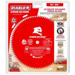 diablo 10" x 90 teeth wood demon™ ultimate polished finish saw blade for wood