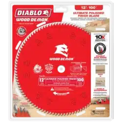 diablo 12" x 100 teeth wood demon™ ultimate polished finish saw blade for wood