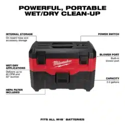 milwaukee m18™ 2 gallon wet/dry vacuum