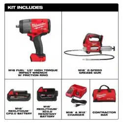 milwaukee m18 fuel™ 1/2" htiw w/ friction ring & grease gun combo kit