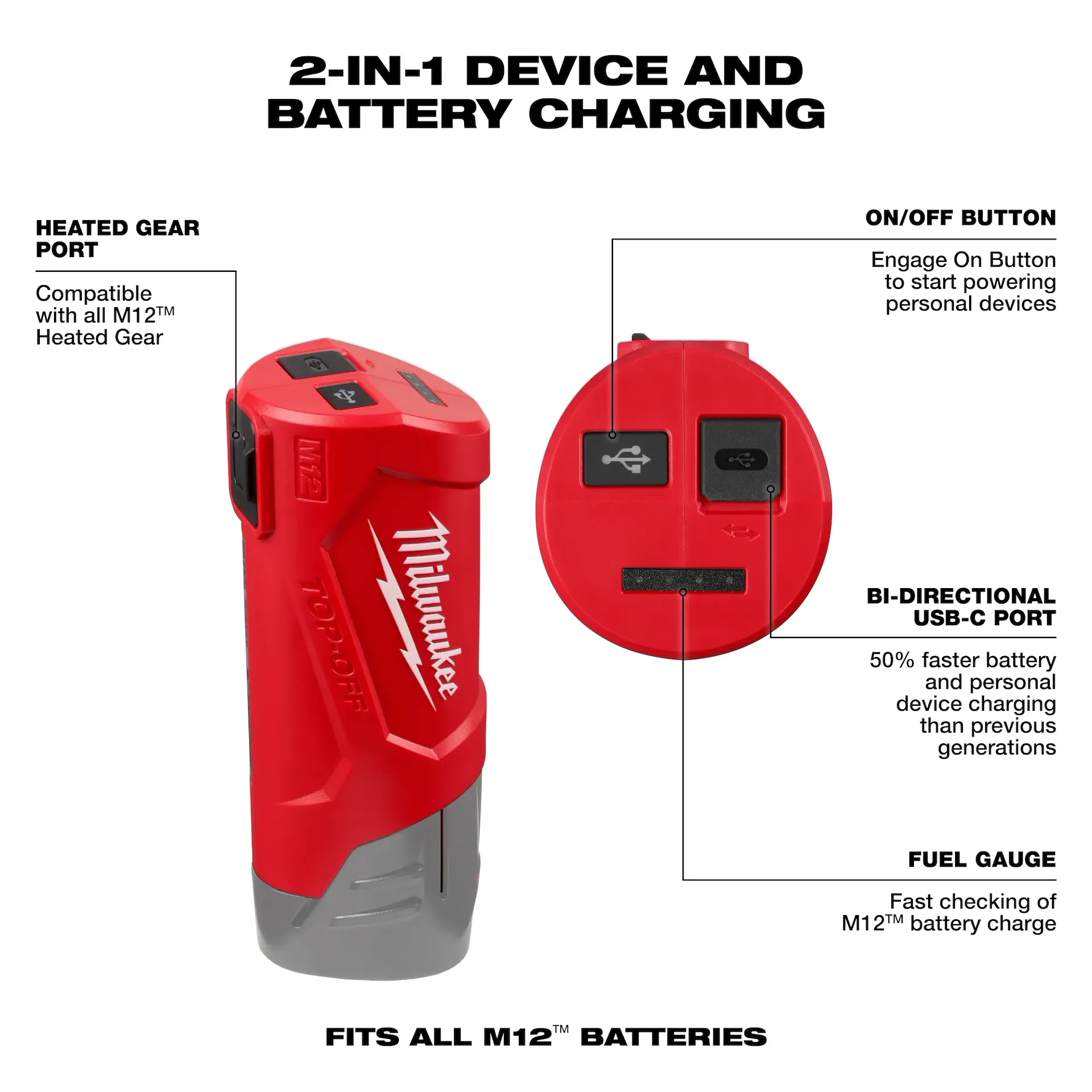 milwaukee m12™ top off™ power supply and charger