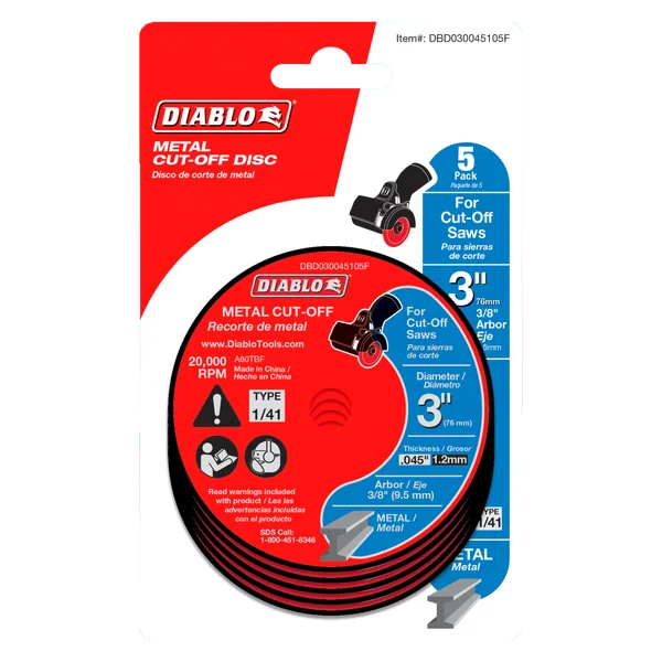 diablo 3" metal cut off discs (5 pk)