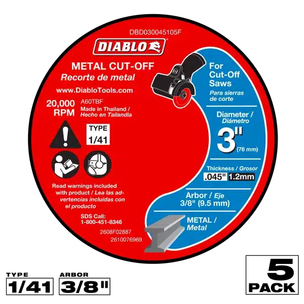 diablo 3" metal cut off discs (5 pk)