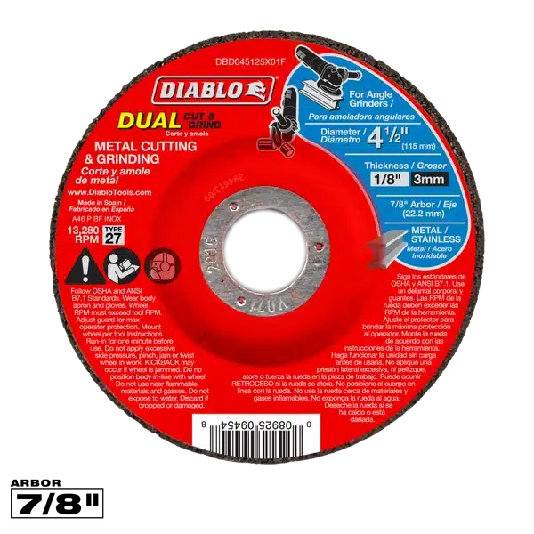 diablo type 27 dual metal cutting & grinding discs