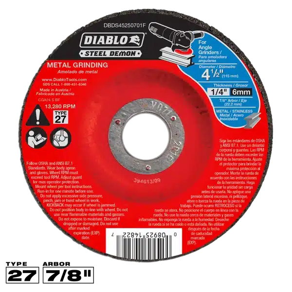 diablo 4 1/2" type 27 steel demon™ metal grinding disc