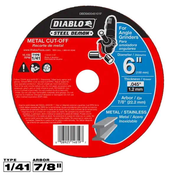 diablo 6" type 1 steel demon™ metal cut off disc